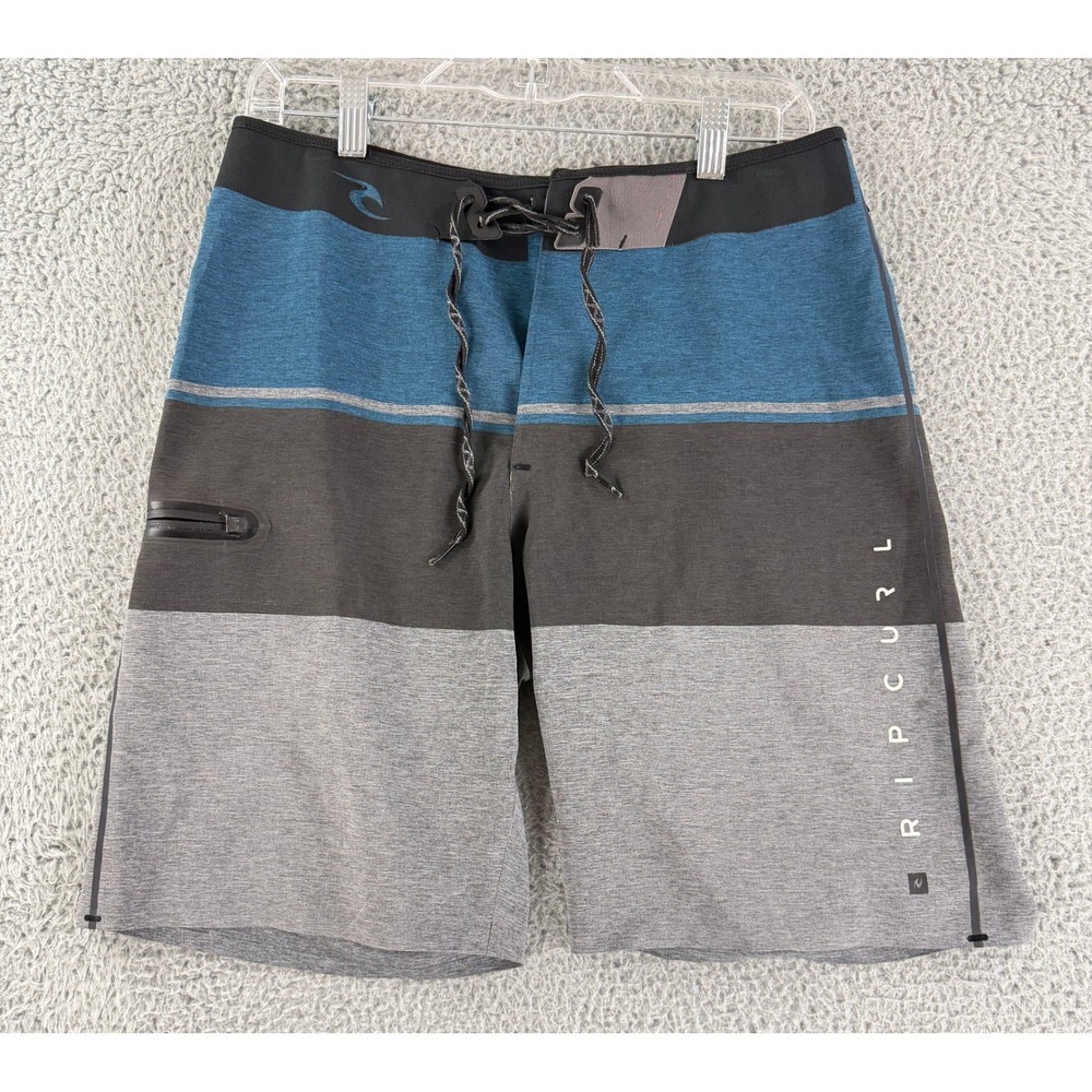 Rip Curl MF Driven Mirage Board Shorts Men 30 Blue Grey Colorblock Zipper Pocket